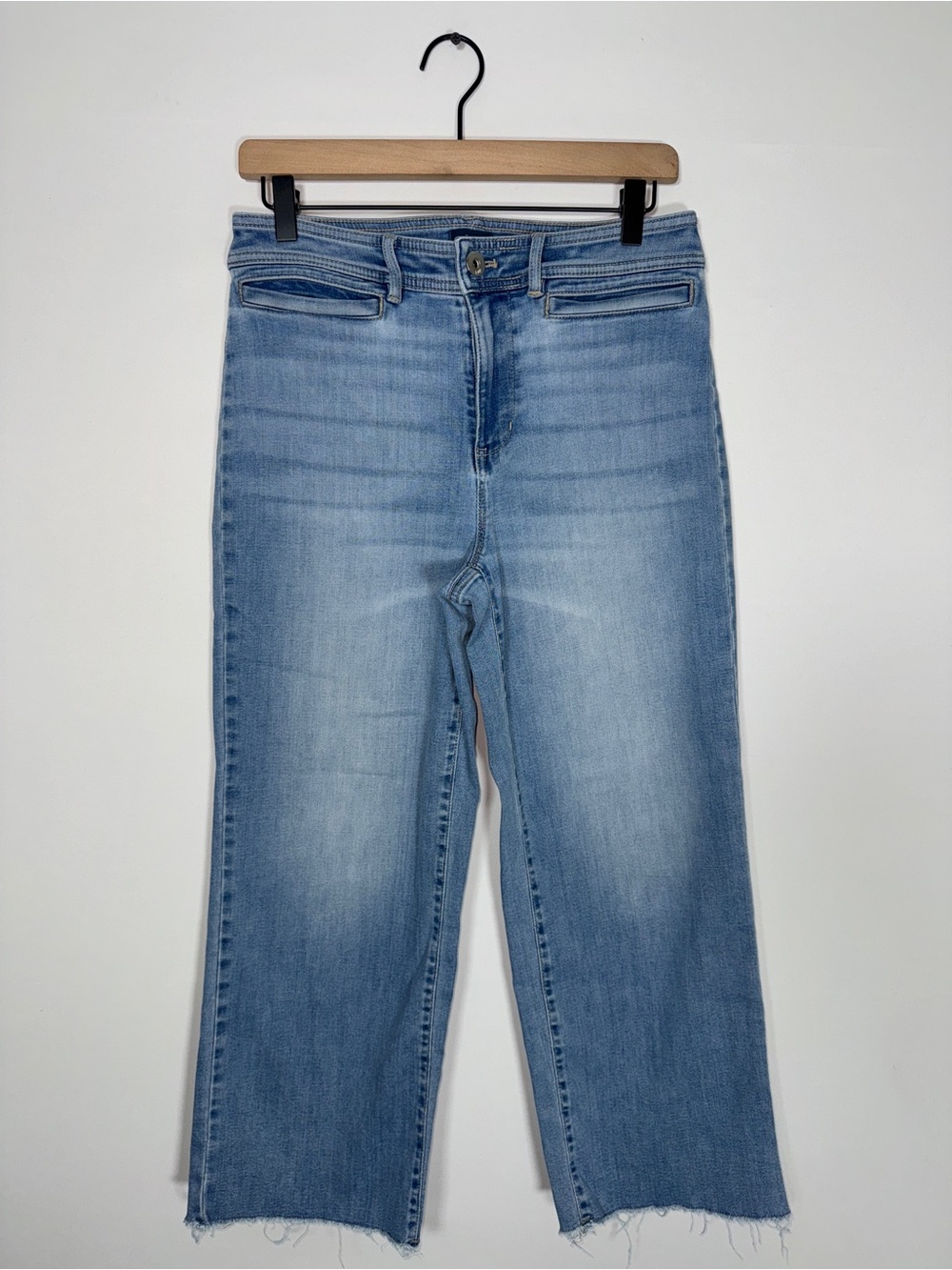 WJ432 {J. Jill} "High Rise Wide Leg Ankle" Petite Short Loose Baggy Denim Jeans